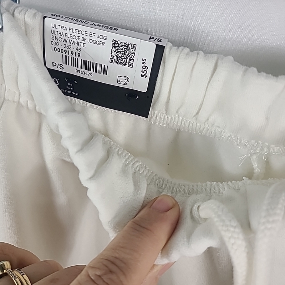 NEW Garage Women's UltraFleece Boyfriend Jogger Snow White Sweatpants Sz S $60 - Picture 3 of 7